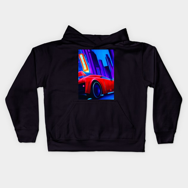 Sports car in Big City Kids Hoodie by maxcode